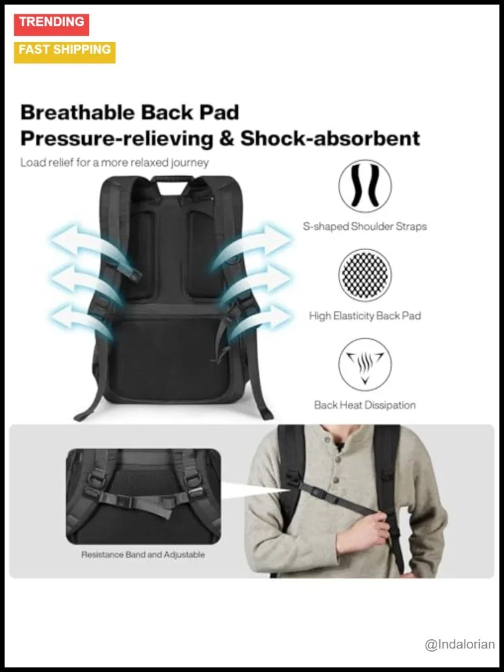 Ultra Lightweight Waterproof Travel Backpack, 31L Casual Daypack for Hiking &